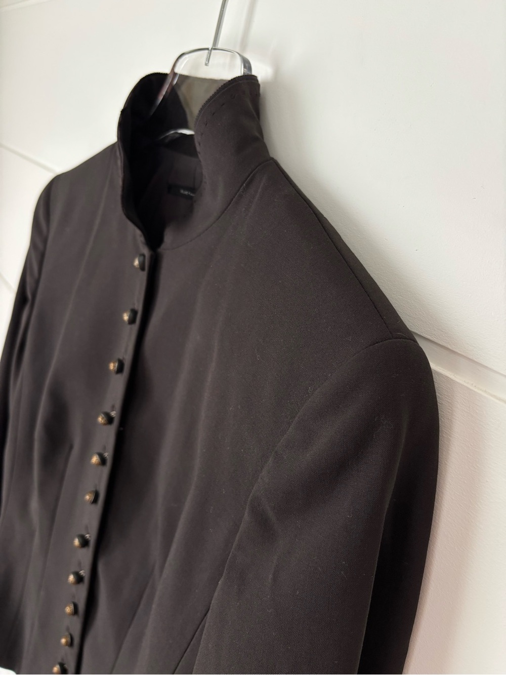 Vintage Elie Tahari Brown Military-Style Fitted Women's Wool Blazer Size 8 - Picture 6 of 15